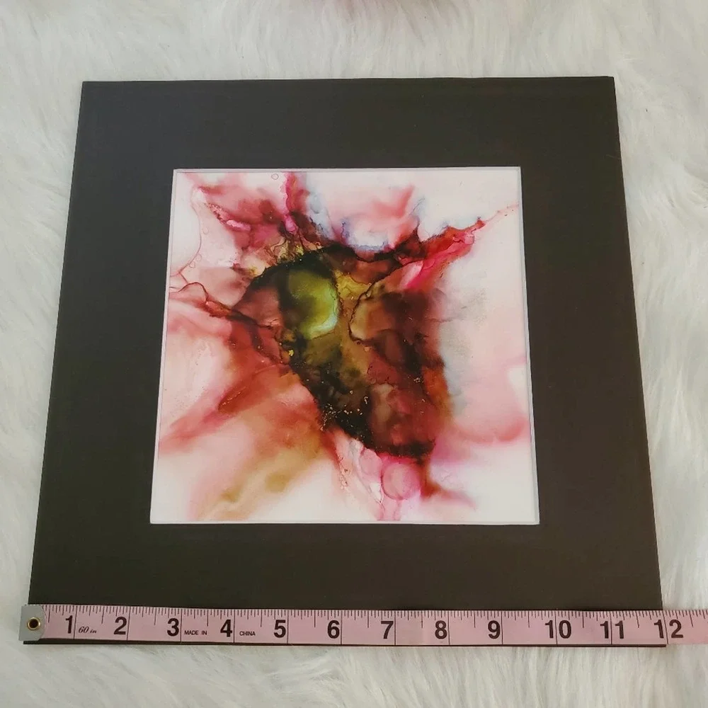 Original Alcohol Ink on Grafix and Matted in Black